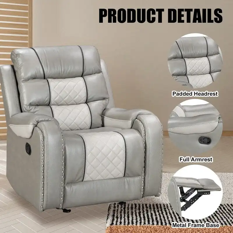 Spacious Faux Leather American-Style Recliner Chair for Living Room