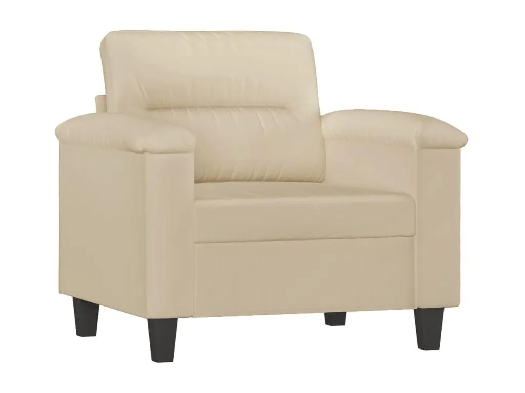 Sillón de tela de microfibra color crema 60 cm