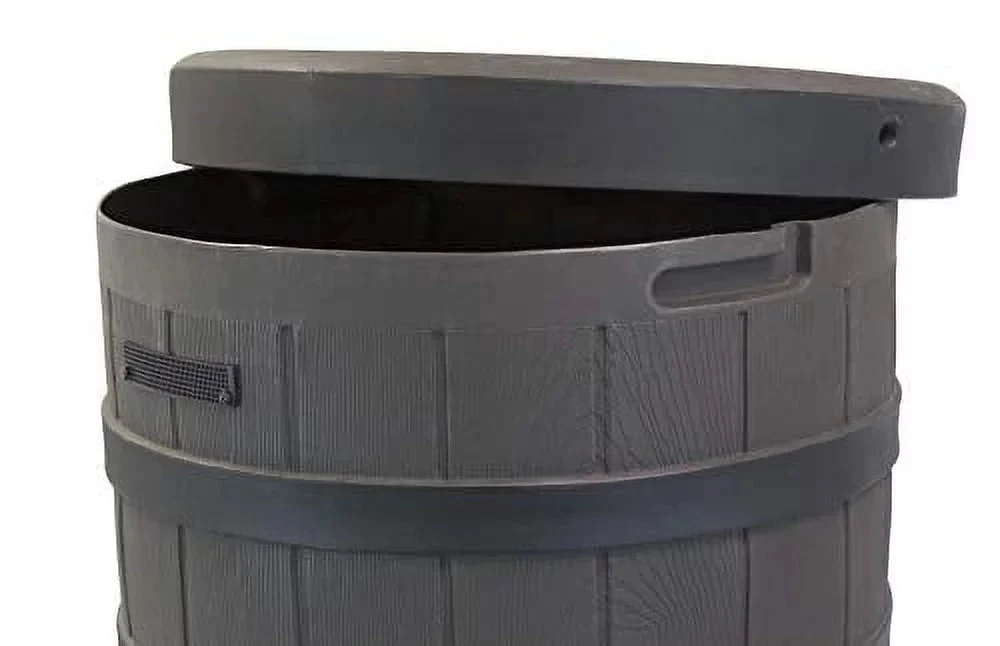 50-Gallon Outdoor Rain Barrel with Wood-Look Finish