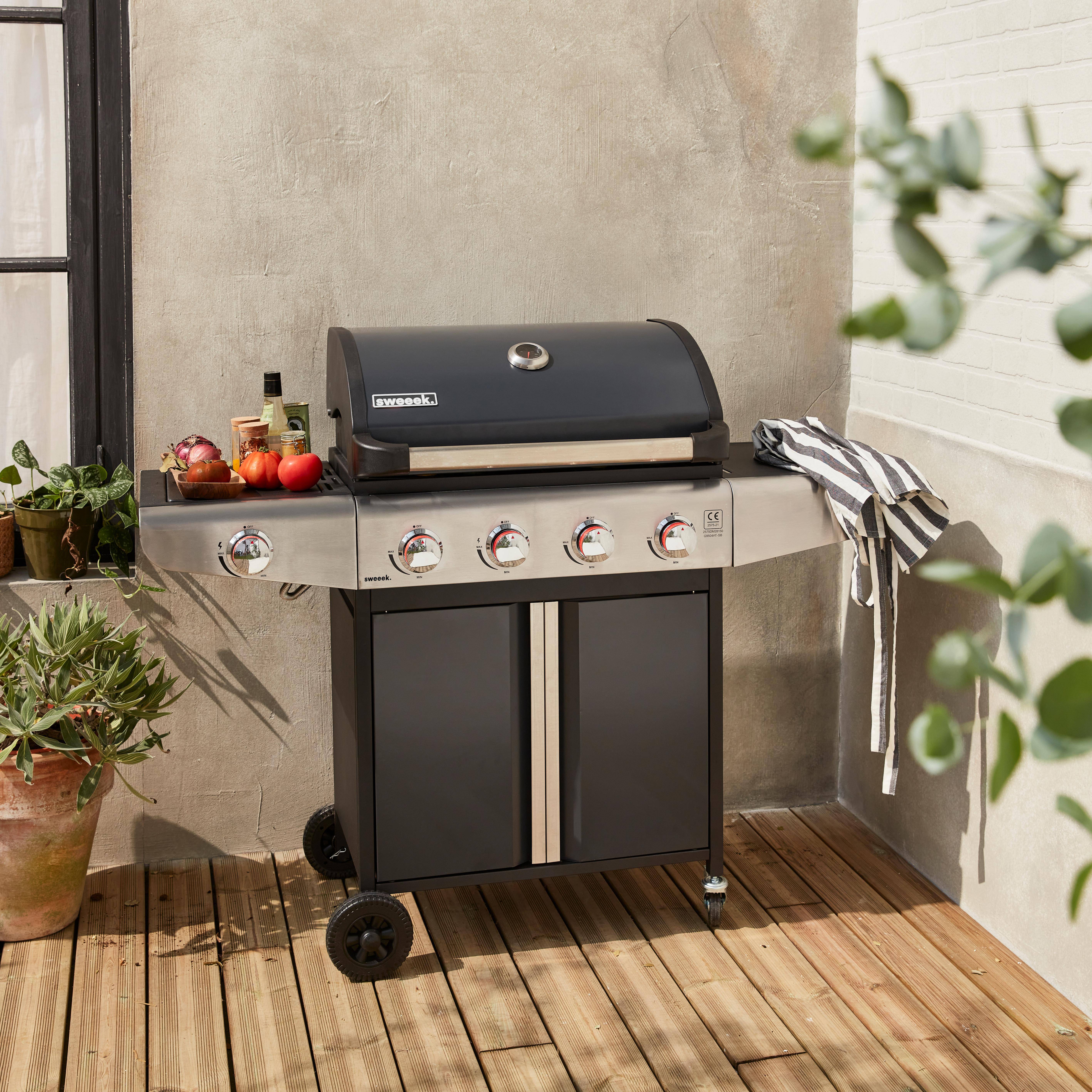 Bazin 4 - Barbacoa de gas de 5 quemadores con 1 quemador lateral