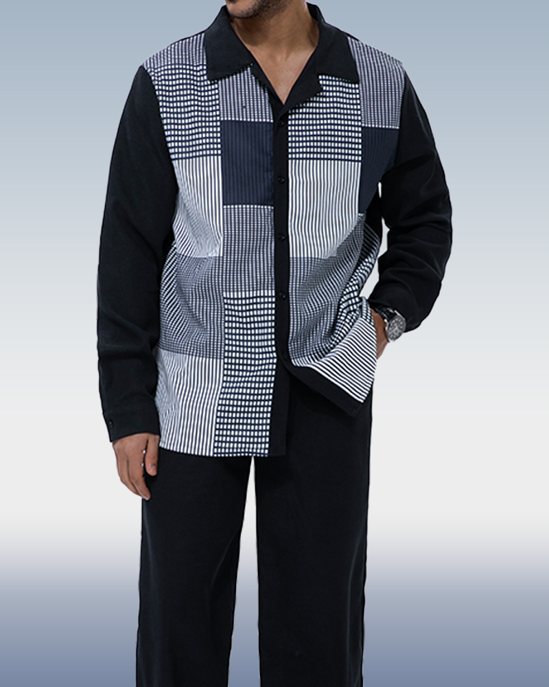 Suitmens Autumn black line two-piece walking suit