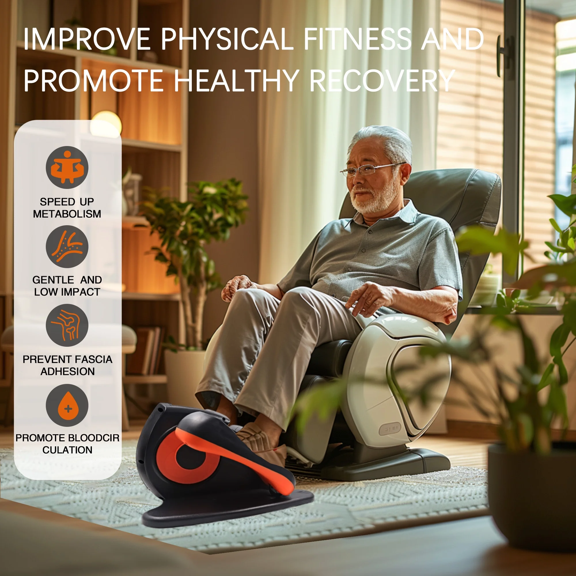 Under Desk Elliptical, 10 Adjustable Speeds Ellipse Leg Exerciser While Sitting for Seniors & Adults, Fully Assembled Leg Exercise Pro Compact Pedal Ellipse with Remote Control - Image 3