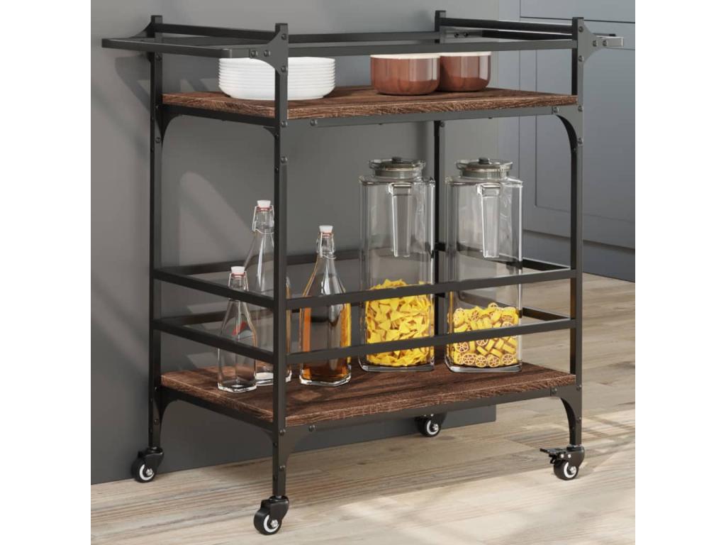 Carrito de cocina madera ingeniería marrón roble 82x40x78 5 cm