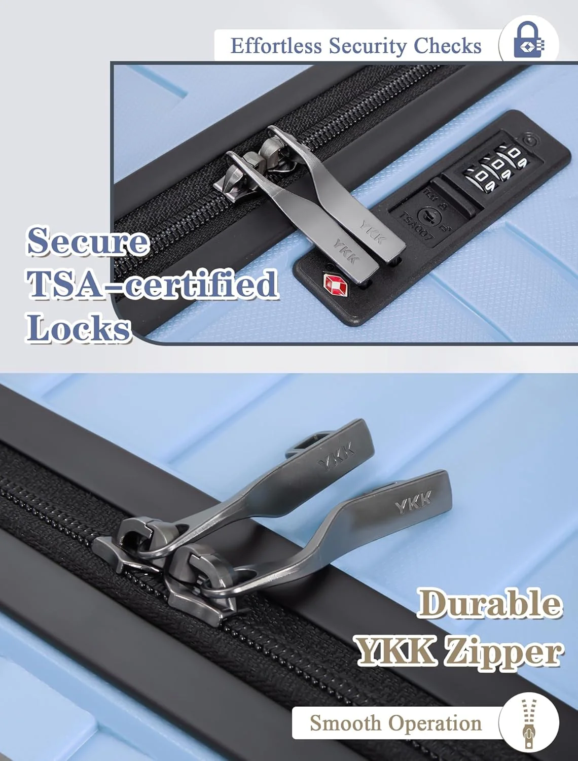 5-piece luggage set with wheels, ABS hardshell suitcase with spinner wheels