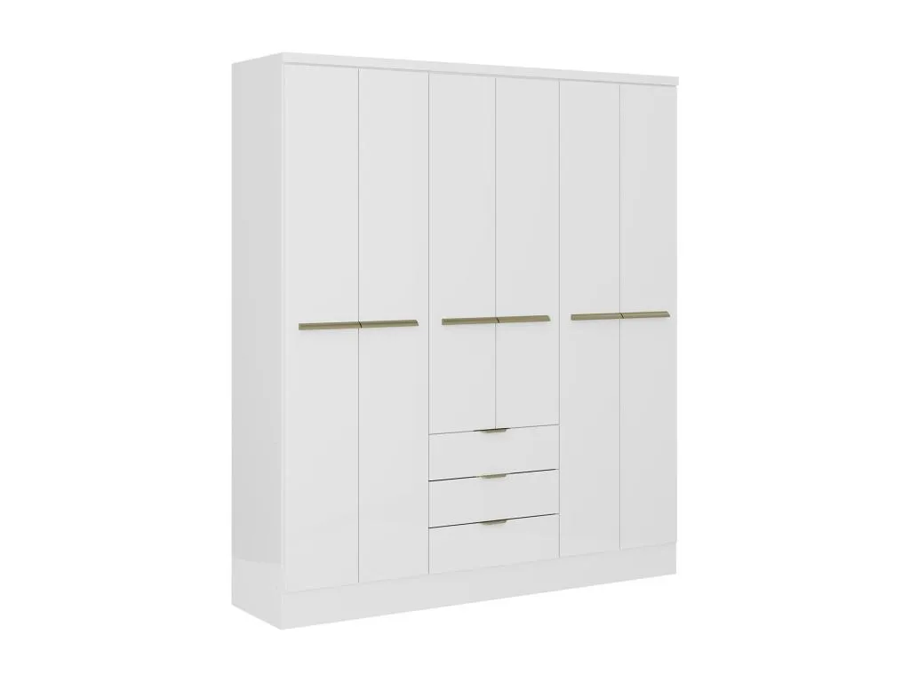 Armario de 6 puertas y 3 cajones - L180 cm - Blanco - Mueblesclasic