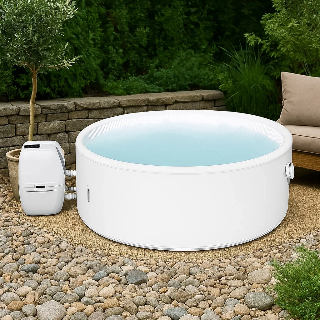 Spa hinchable redondo blanco con sistema de burbujas y unidad externa,Ø180 x 70 cm - osQyokp126ii