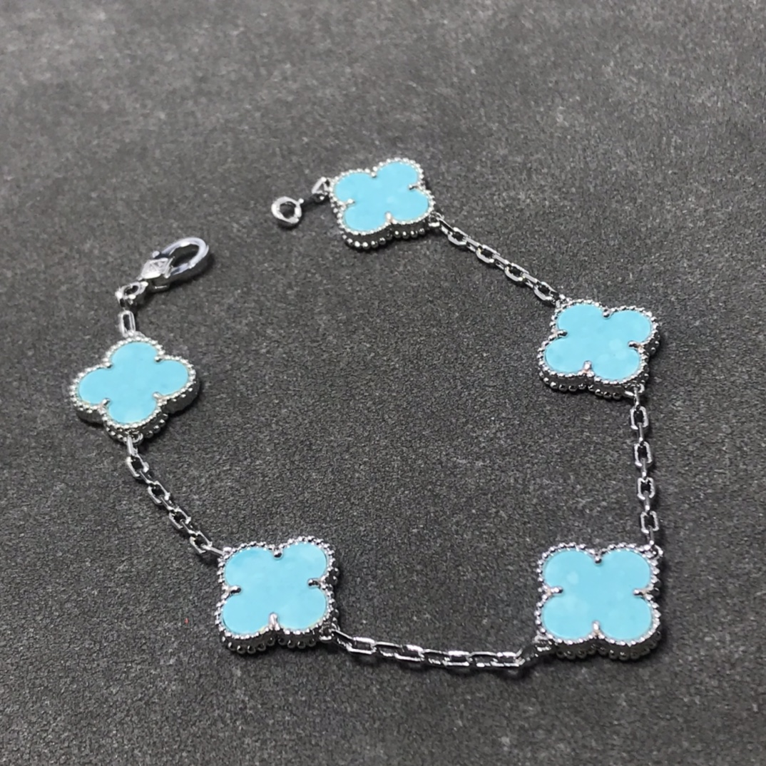 VCA Blue Turquoise Vintage Alhambra Clover Earrings Bracelet Necklace - Original Replica Club