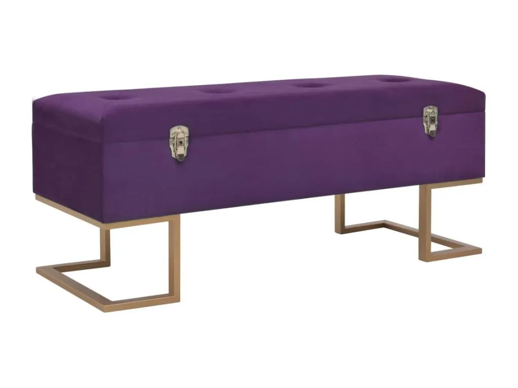 Banco con compartimento terciopelo morado 105 cm dxl1736757