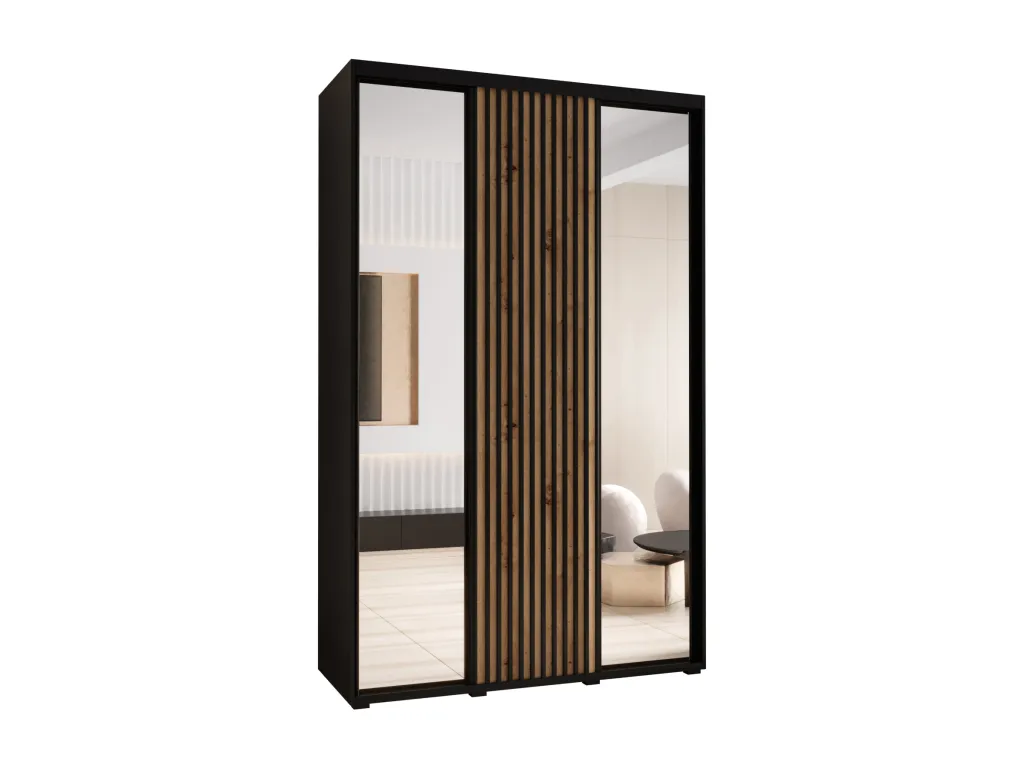 Armario Nidovia puertas correderas 205,2/160/45 3 puertas negro/artisan jyw3447178