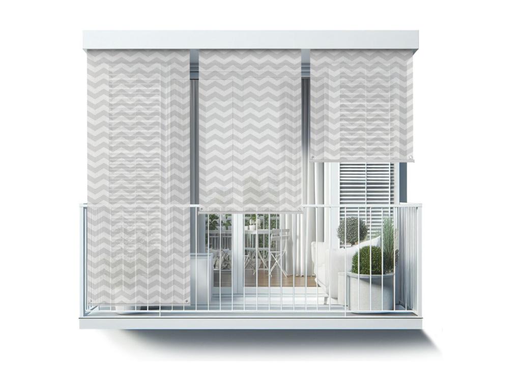 Persiana enrollable moderna para exteriores - 120x290 cm - Patrón en zigzag en gris Cortinas enrollables para balcones, Cortinas enrollables para balcones y Cortinas para protección solar