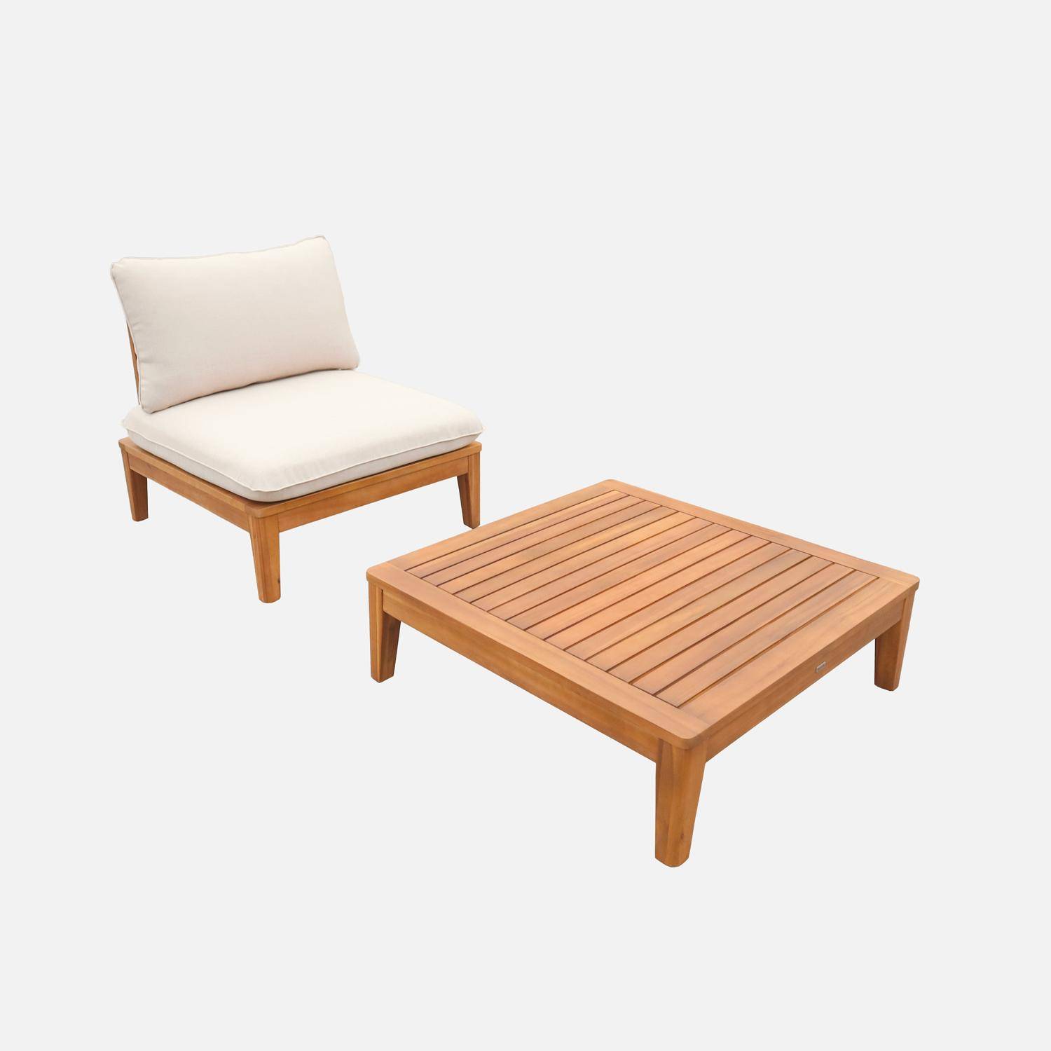 Yona - Sillón de jardín con mesa baja de madera de acacia
