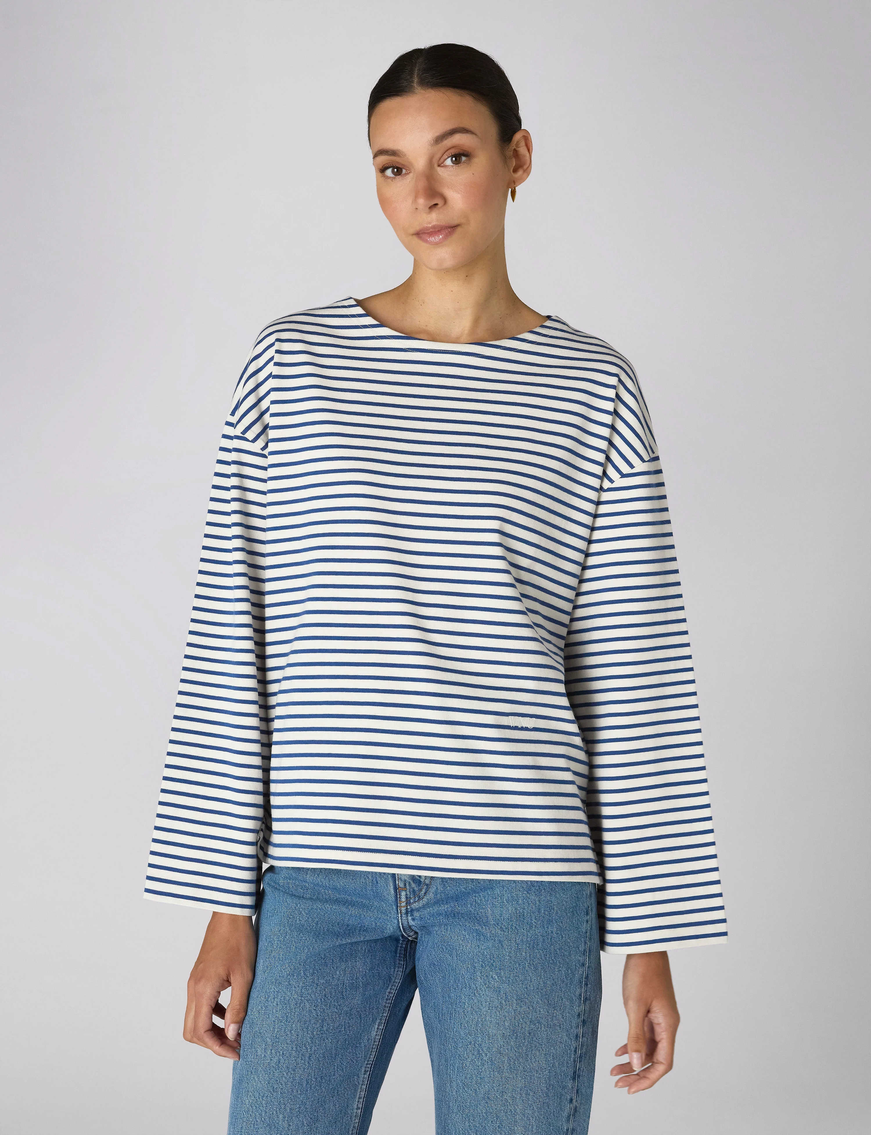 Harbour Breton: Cotton Jersey, Ecru and Blue Stripe