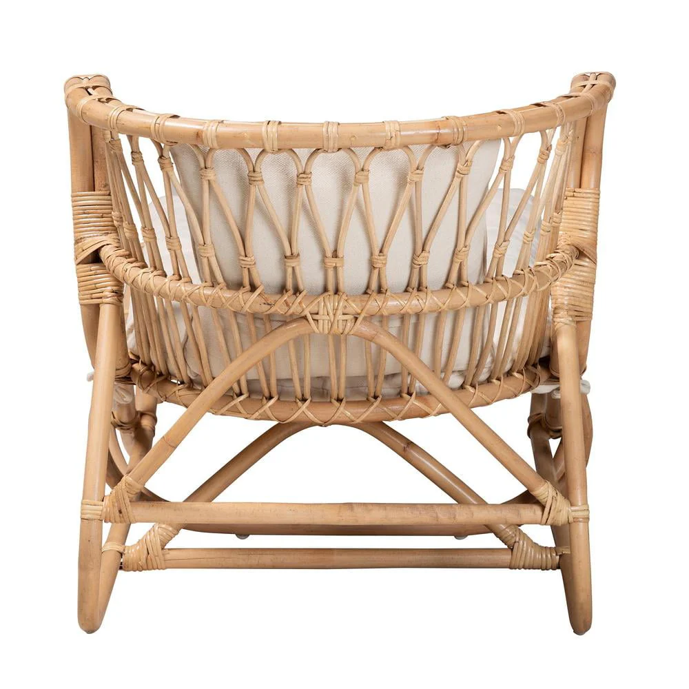 bali & pari Delara Modern Bohemian Natural Brown Rattan Chaise - Image 9