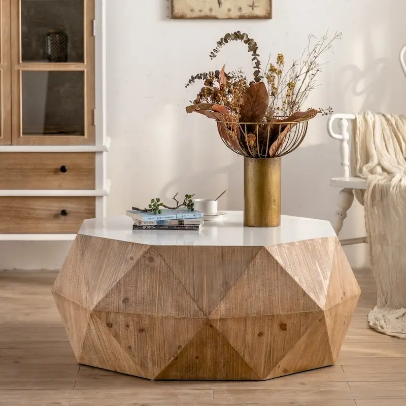 38-Inch Three-Dimensional Embossed Retro American Coffee Table