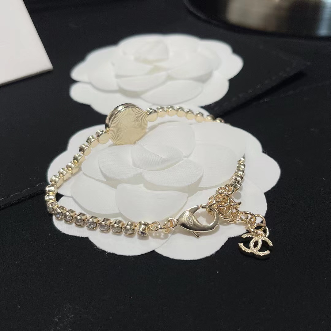 Chanel Full Diamond Round Tag Bracelet - Original Replica Club
