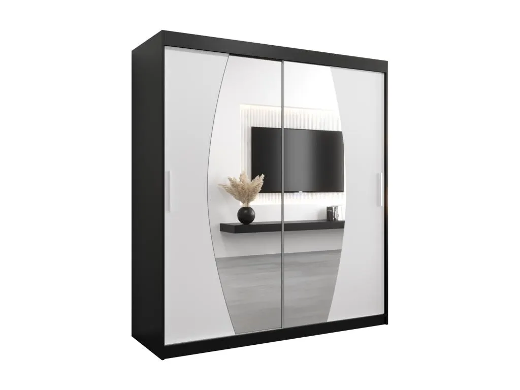 Armario Alkifurniturees de puertas correderas 200/180/62 2 puertas (negro/blanco) 98624DHSN