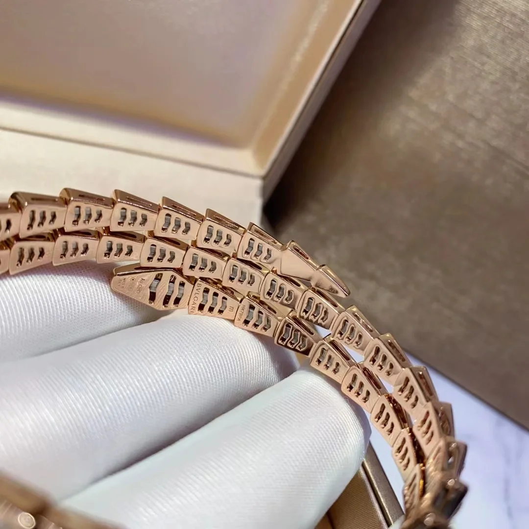 Bvlgari Serpenti Viper Bangle Bracelet - Full Diamond & Rose Gold - Original Replica Club