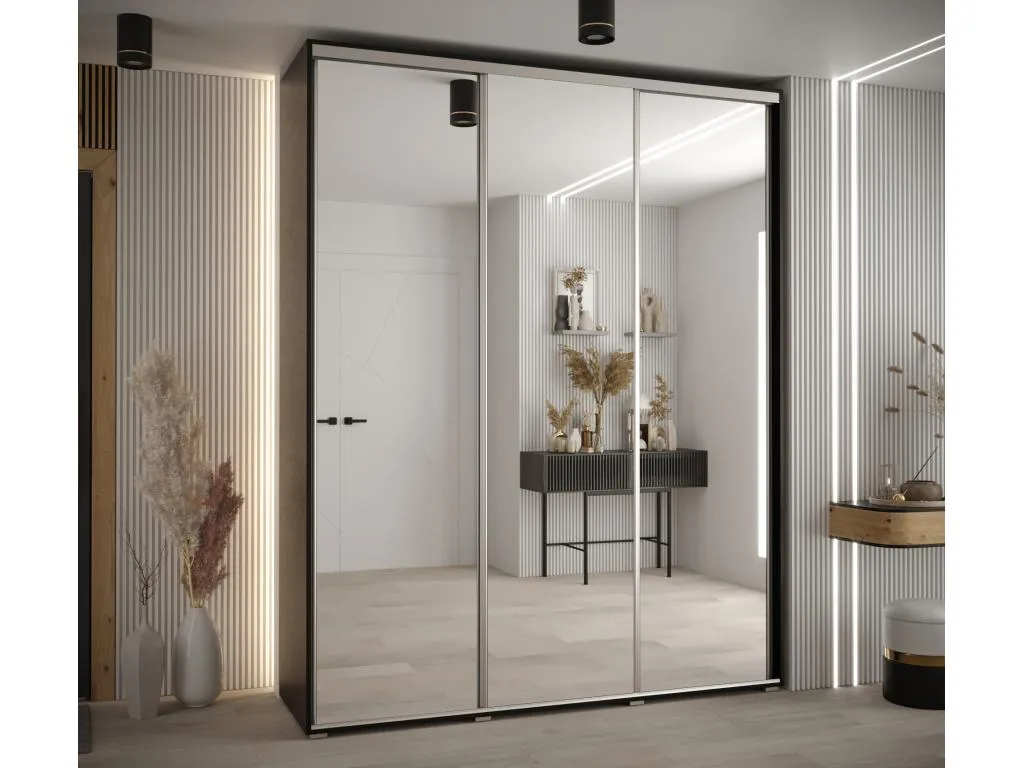 ARMARIO Decounico 2 DE PUERTAS CORREDERAS 235.2/190/60 3 puertas (Negro/Negro/Plata)
