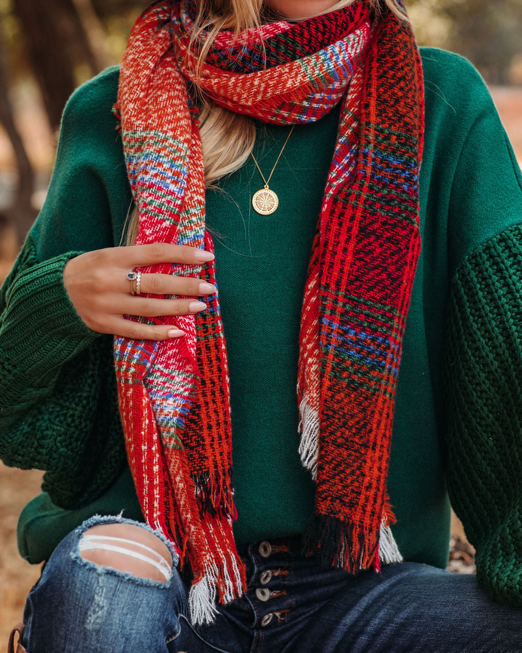 Spiced Plaid Blanket Scarf - Se7enfashion