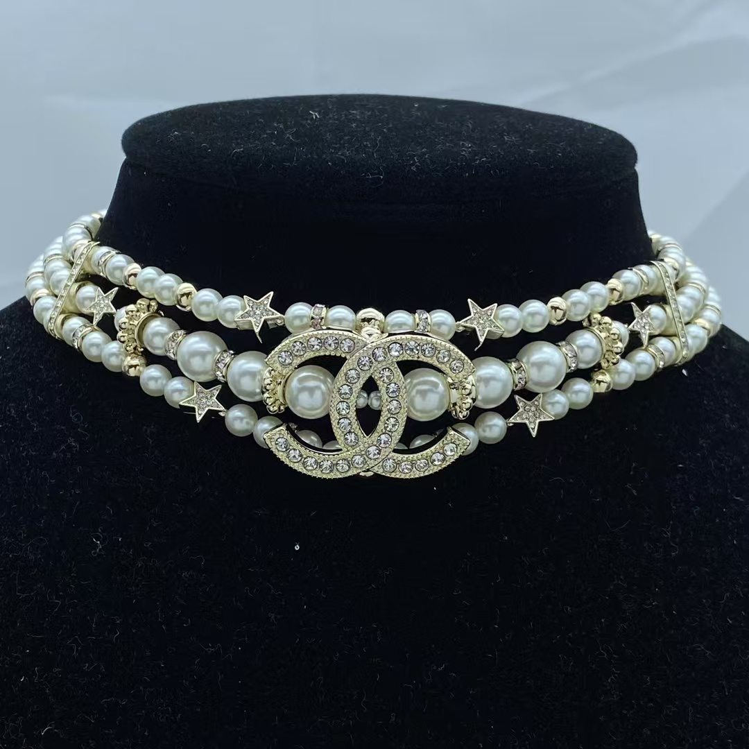 Chanel Coco Three Rows Choker Pearl Necklace - Original Replica Club