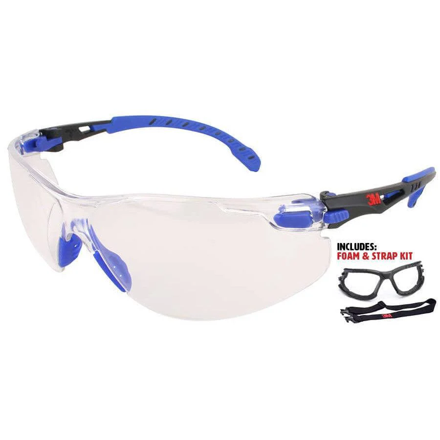 3M Solus Safety Glasses Blue with Foam Kit and Clear Anti-Fog Lens - KTF Painting Interior Exterior