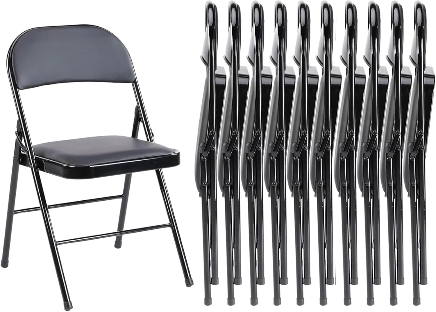Sweetcrispy Folding Chair 12 Pack, Leather Padded Folding Chairs, Sturdy Metal Foldable Chairs