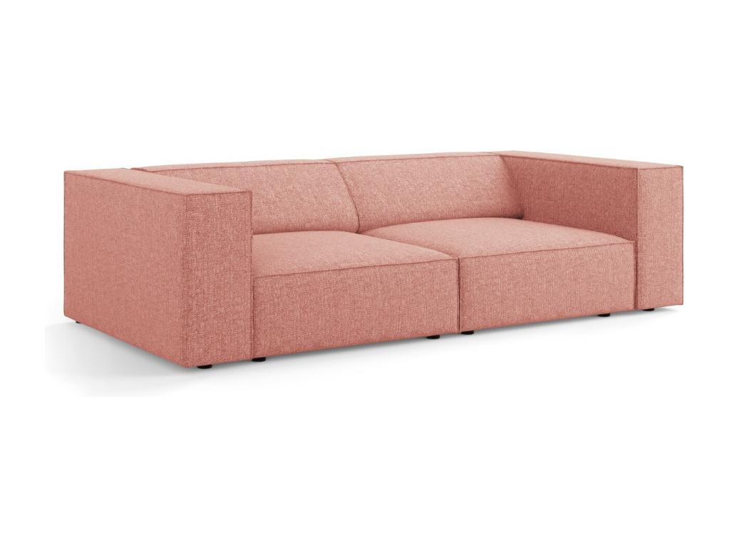Mubdelu - Sofá "Arendal" 3 plazas de tejido chenilla rosa - 204x102x70cm
