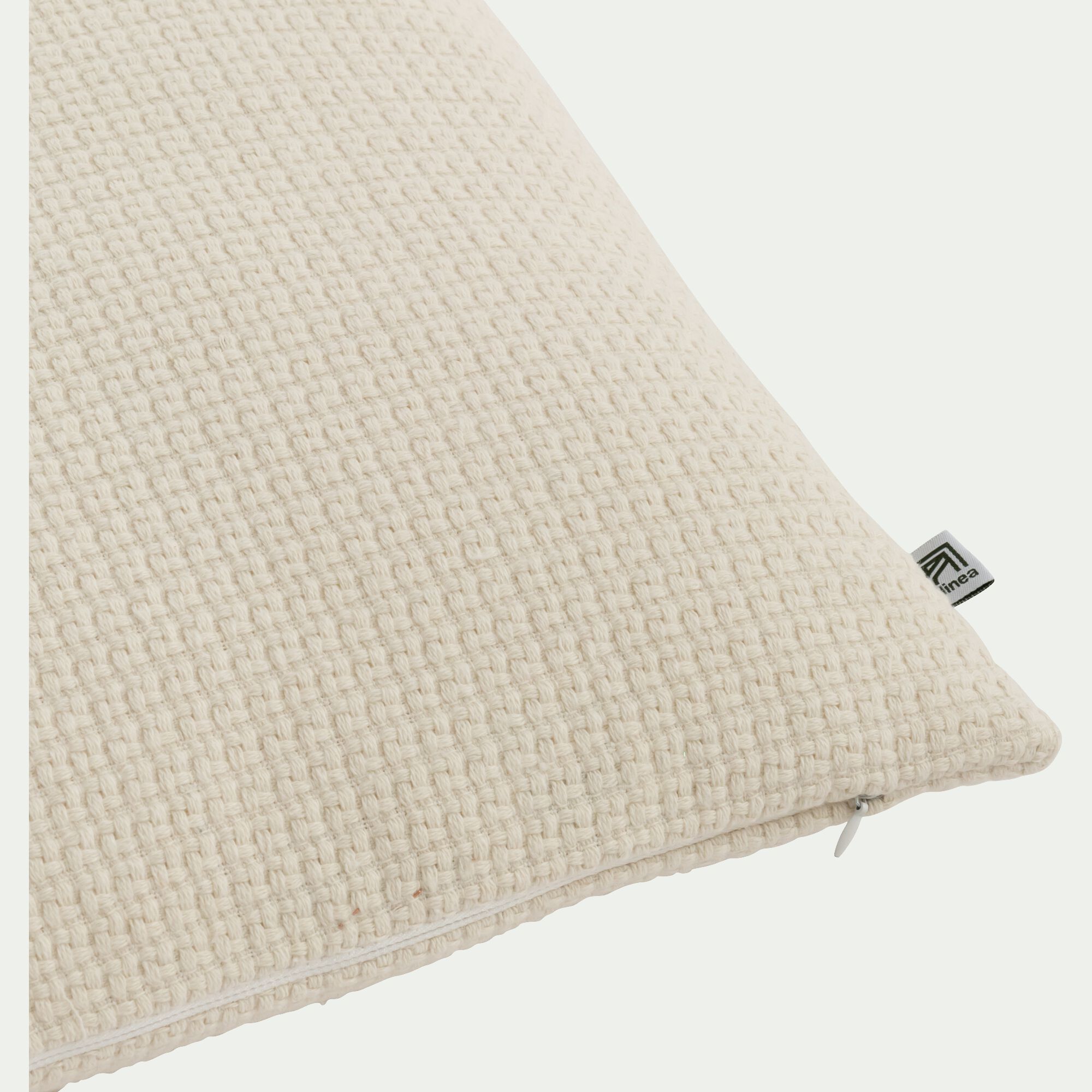 TRAMONTI - Coussin en tissu effet crocheté 45x45cm - blanc écru