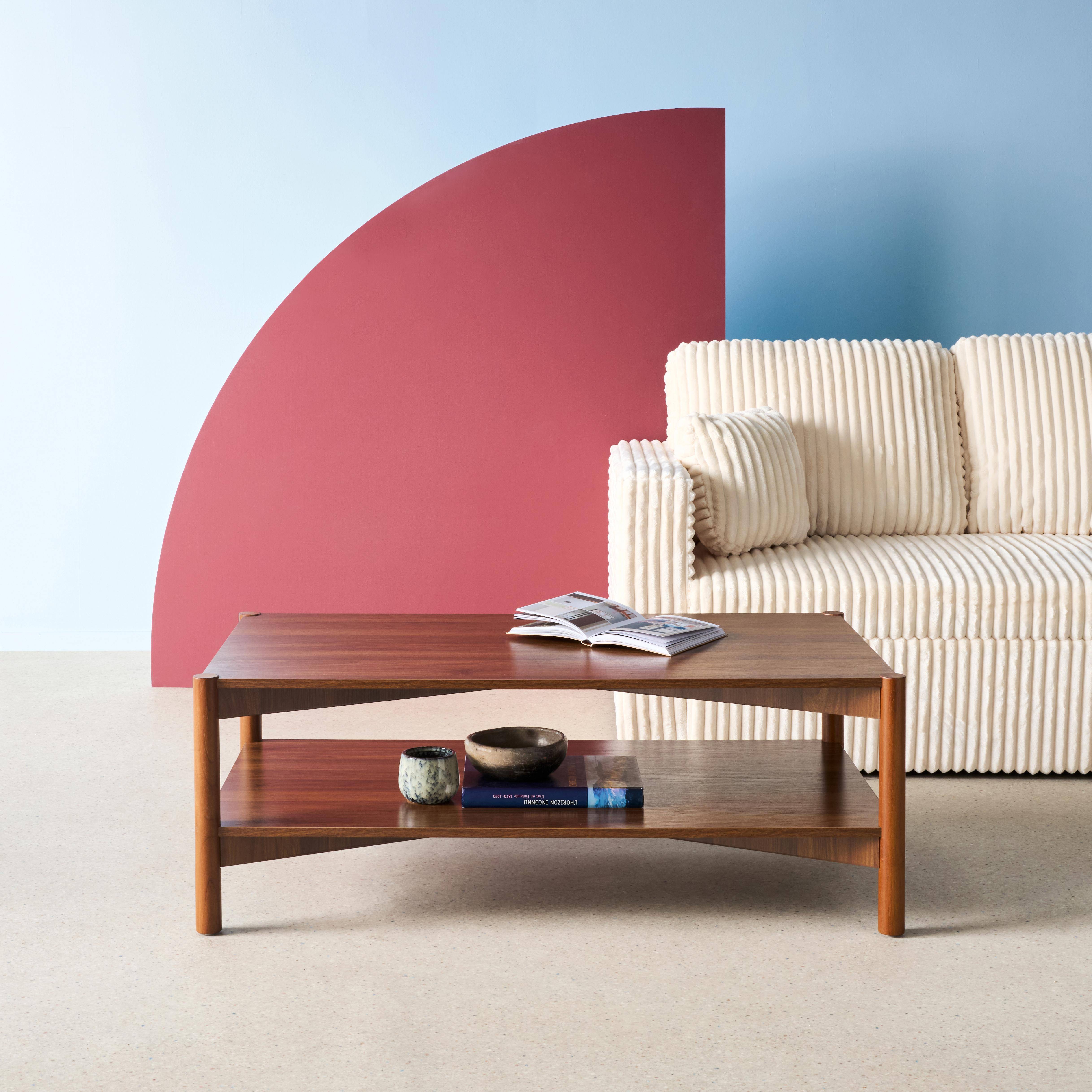 Harmony - Mesa de centro rectangular con doble estante, 110cm
