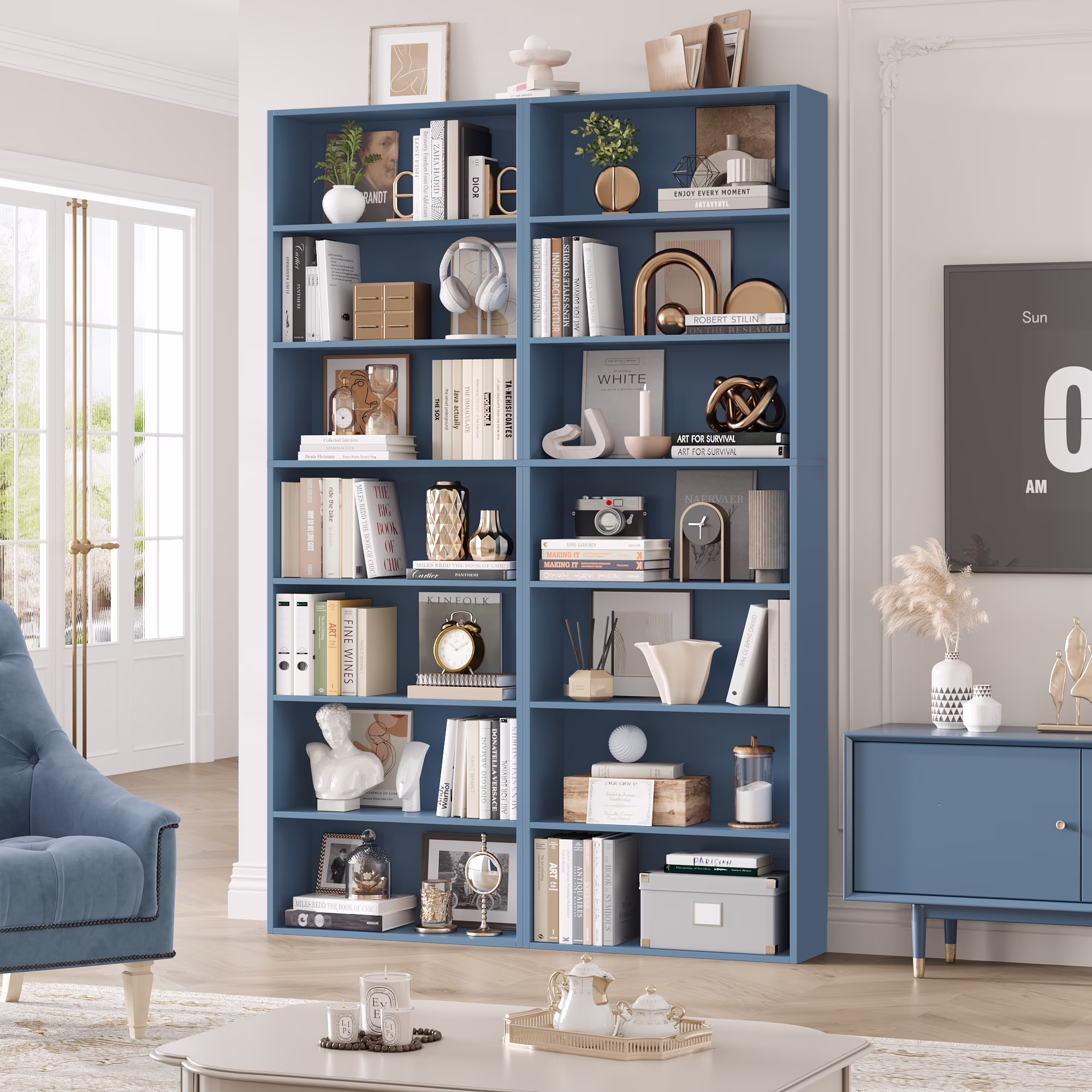 Homfa 82" Tall Bookcases, Freestanding Display Storage Shelves, 7-Tier Open Bookshelf for Home Office Living Room Bedroom, White - Image 12