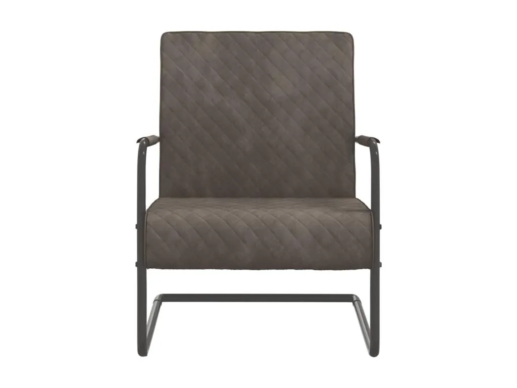 Silla cantilever de terciopelo gris claro. uug2186377