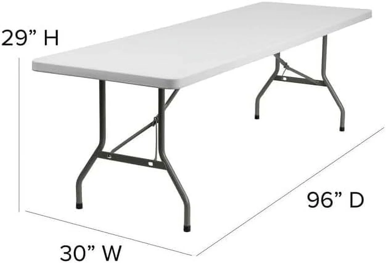 Amazing for less 8ft Folding Table White Plastic Portable Long Foldable Tables Indoor Outdoor Party Picnic Camping Fold Table 8 Foot (4ft, 6ft, 8ft) - Image 9