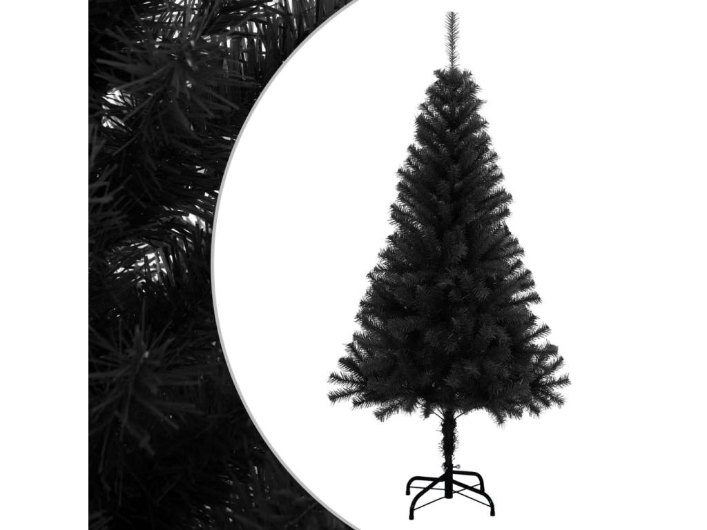 Árbol de Navidad artificial con soporte PVC negro 120 cm