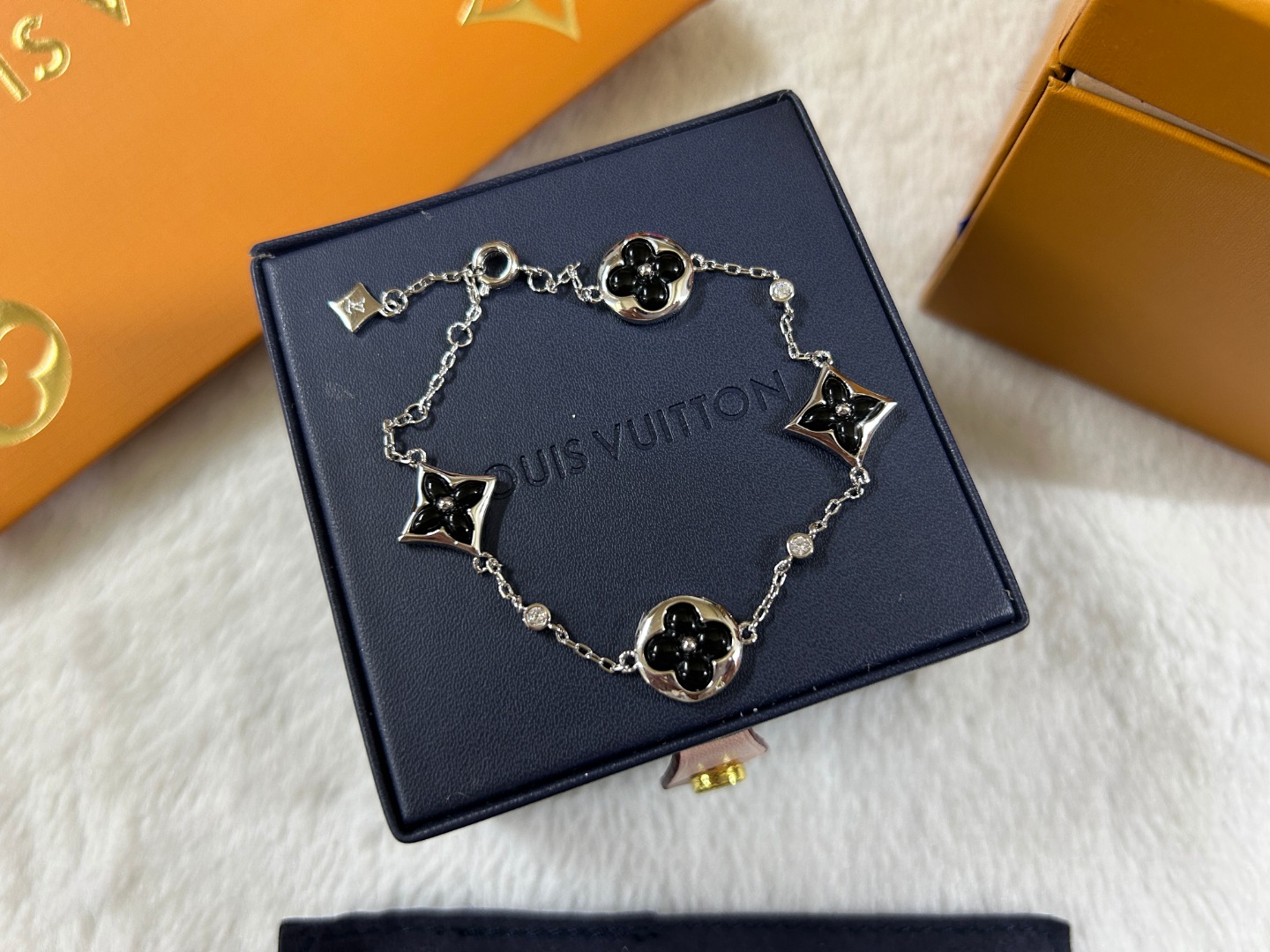 Louis Vuitton Black Carnelian Color Blossom Bracelet - Original Replica Club