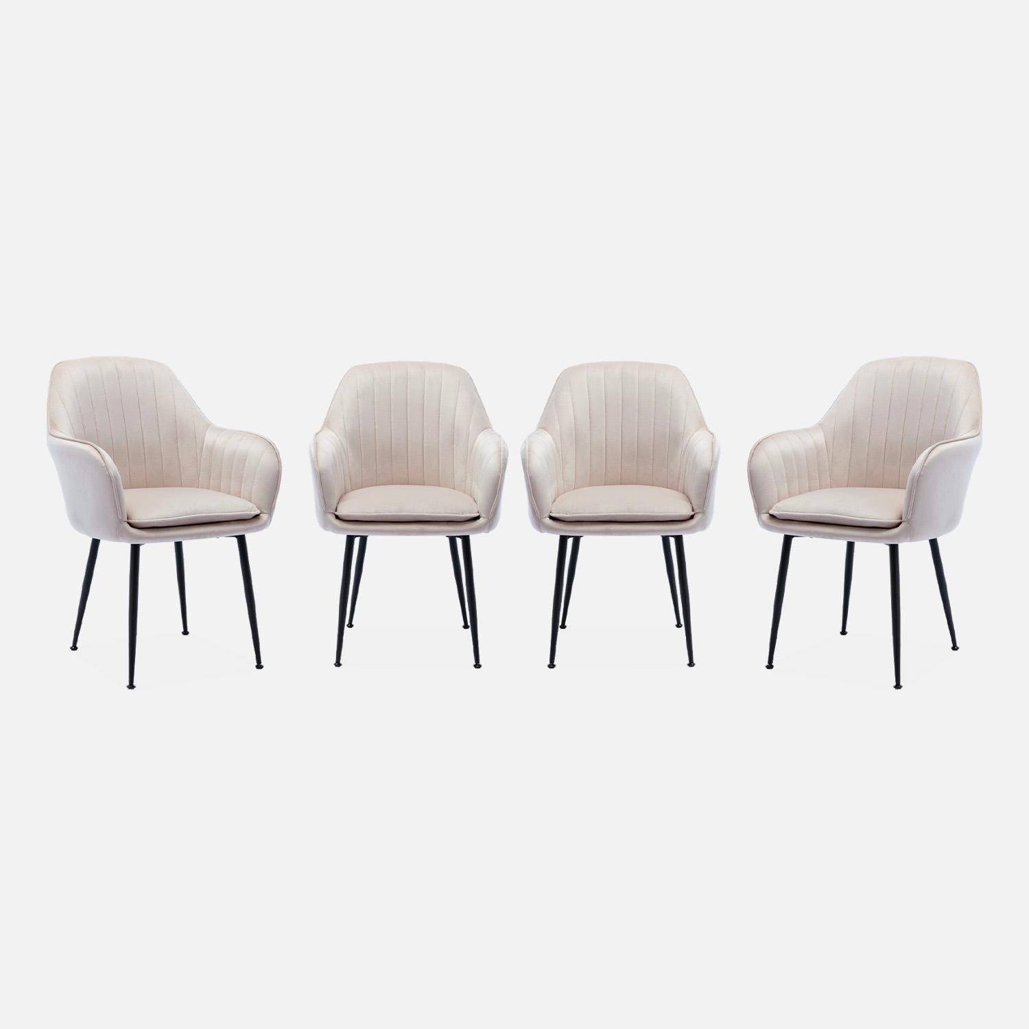 Shella - Sillón de terciopelo con patas de metal, set de 4