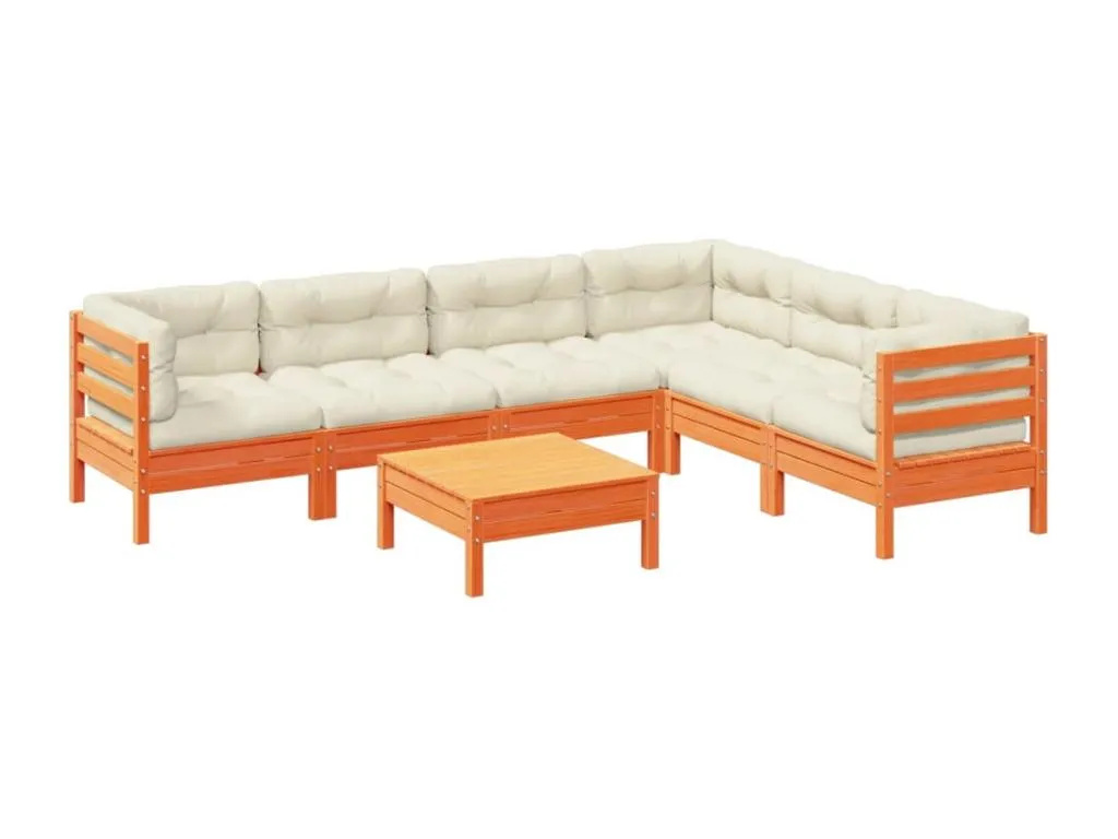 Micasacool Set de sofás jardín 7 pzas con cojines Micasacool marrón cera