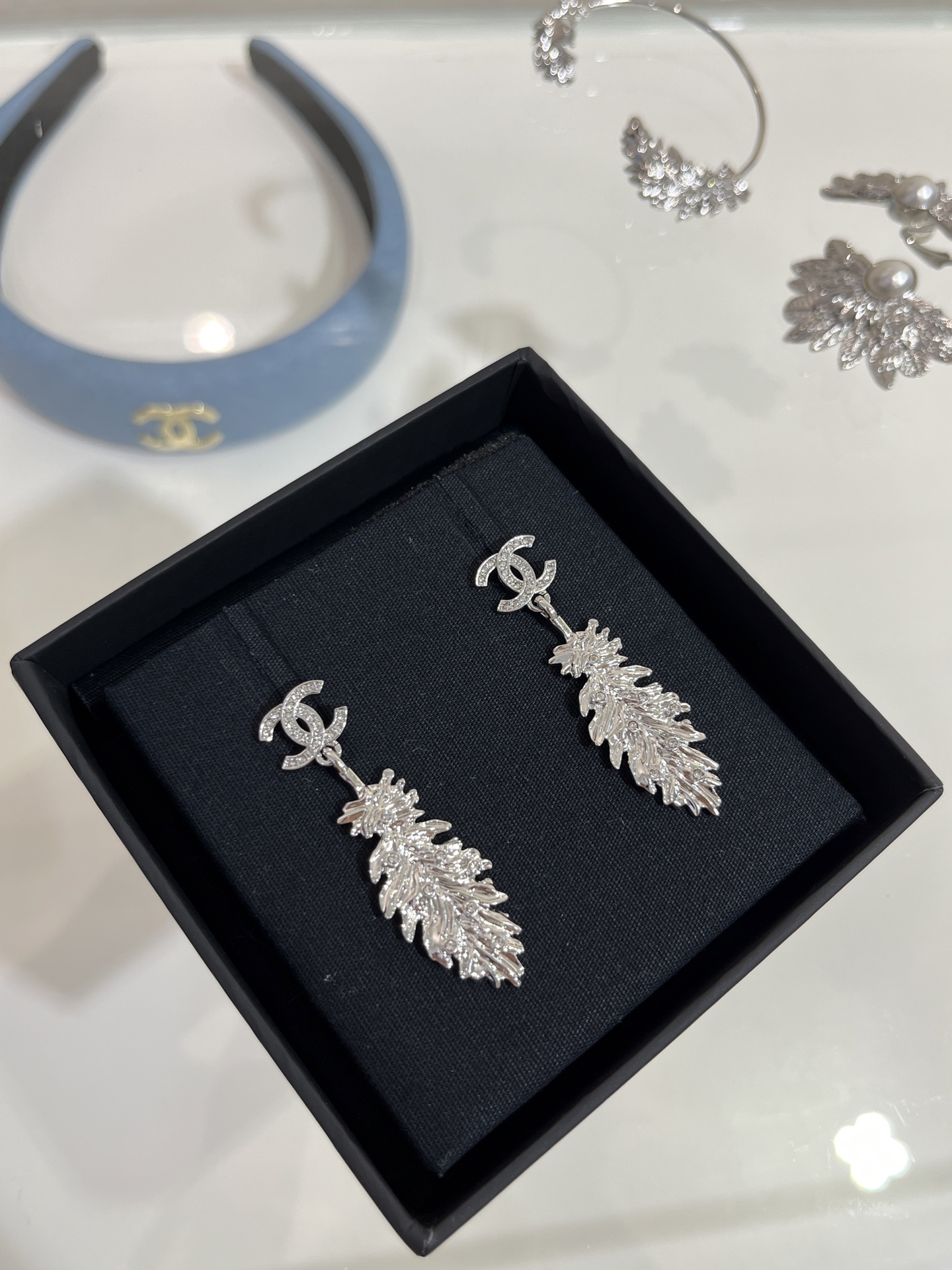 Chanel Coco Feather Dangle Earrings - Original Replica Club