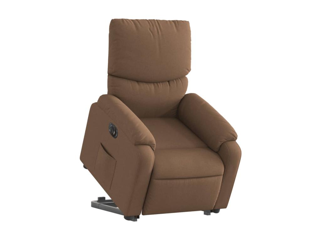 Sillón eléctrico reclinable elevable de tela marrón