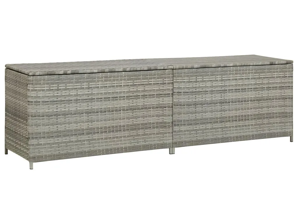 Caja de almacenaje de jardín ratán sintético gris 200x50x60 cm gfl1593533