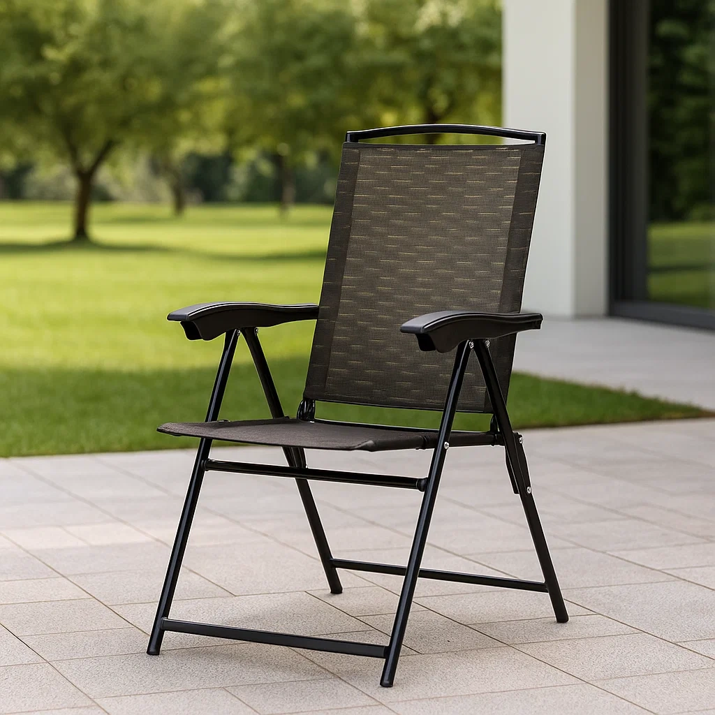 Silla de exterior,negra,acero plegable,para uso exterior,68x53x90 cm