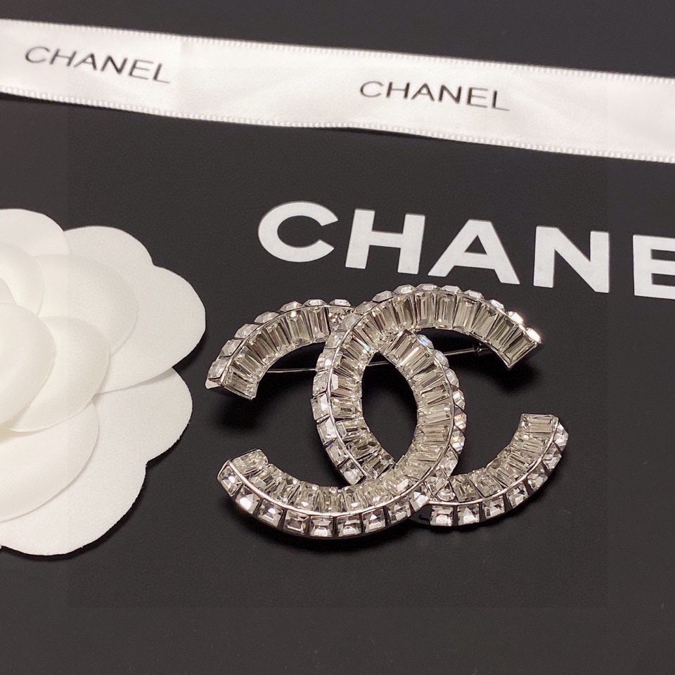 Chanel Rectangular Rhinestone CC Brooch - Original Replica Club