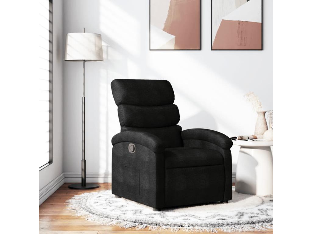 Sillón reclinable de tela negro