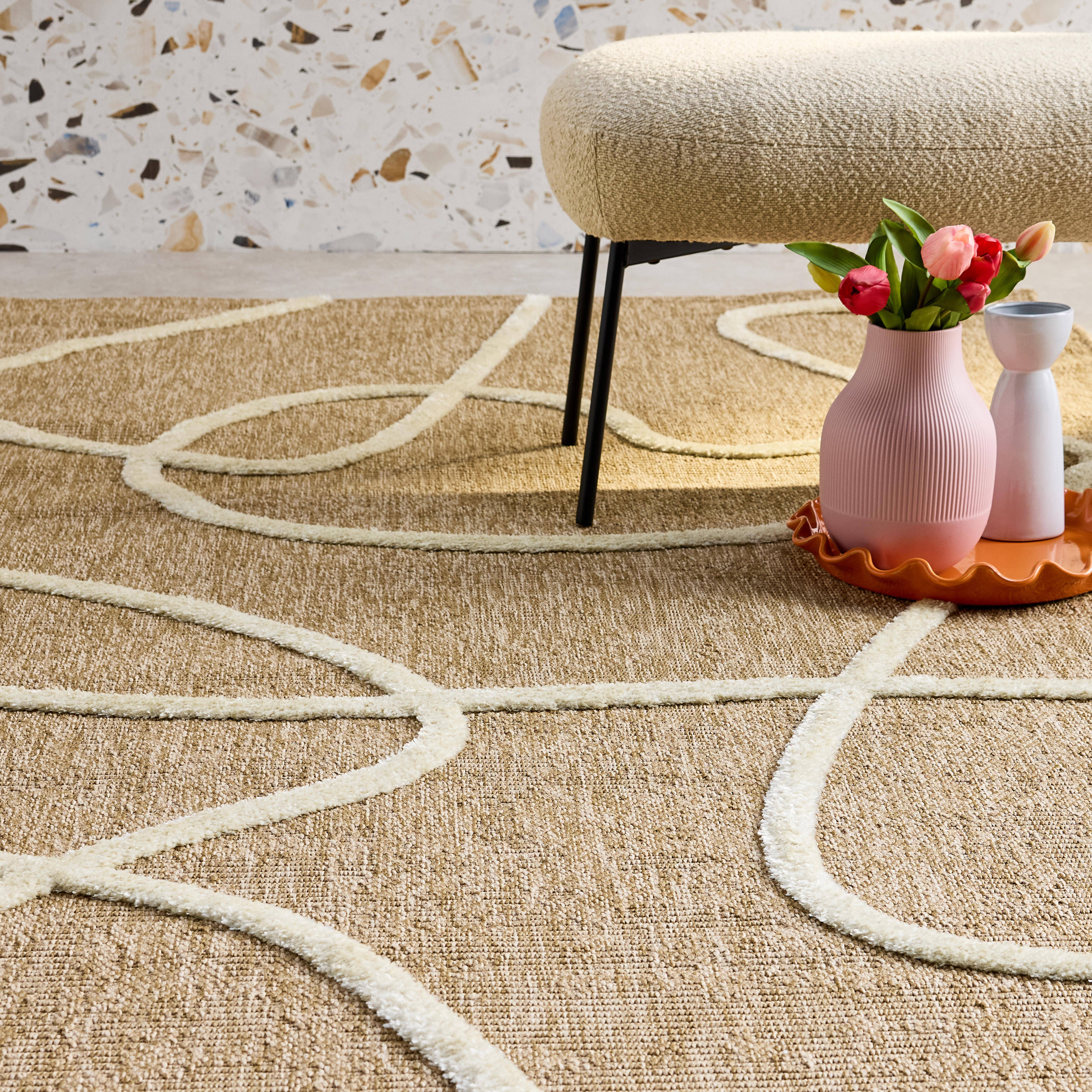 Thomas - Alfombra interior efecto yute en relieve blanco