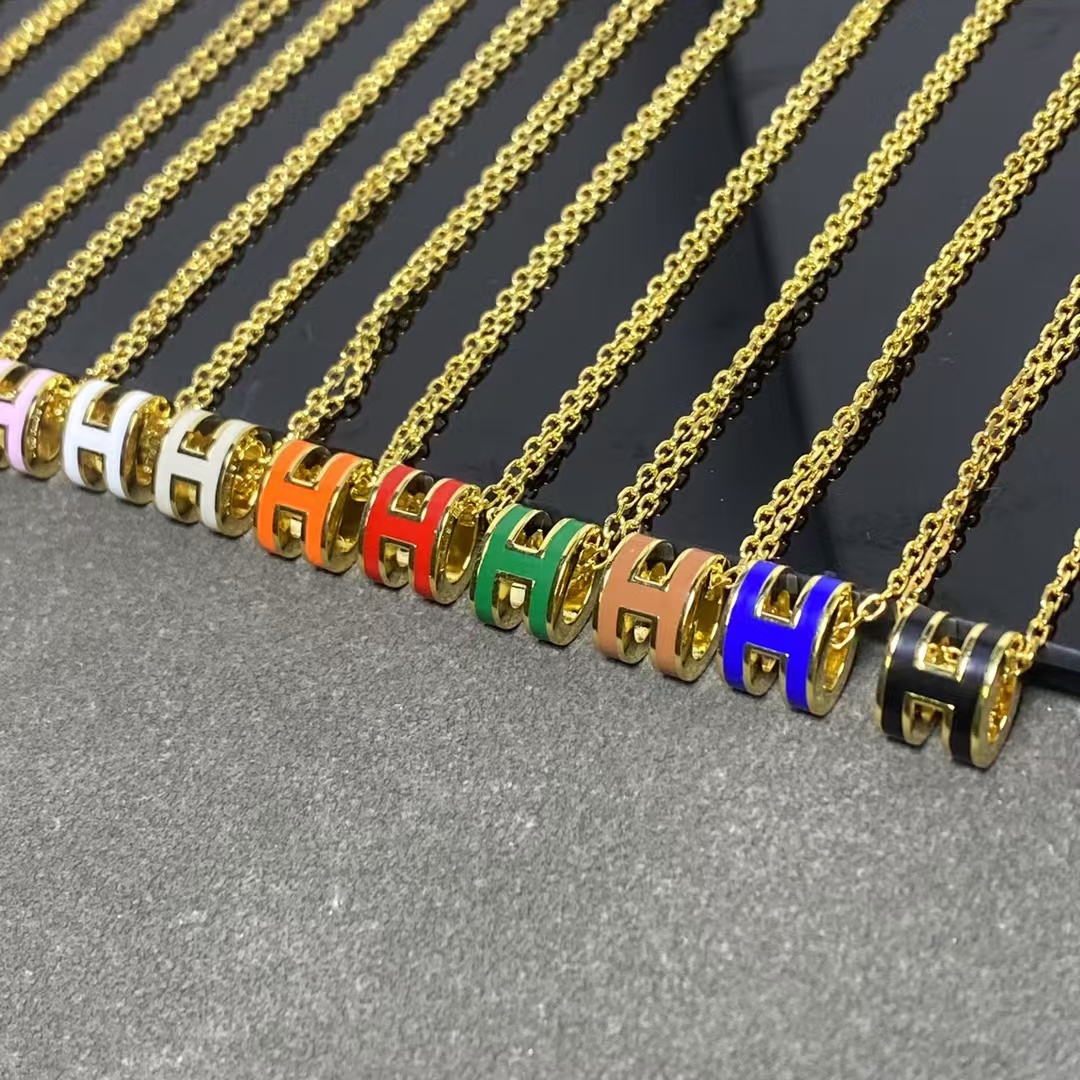 Hermes Mini Enamel H Pendant Necklace - Original Replica Club