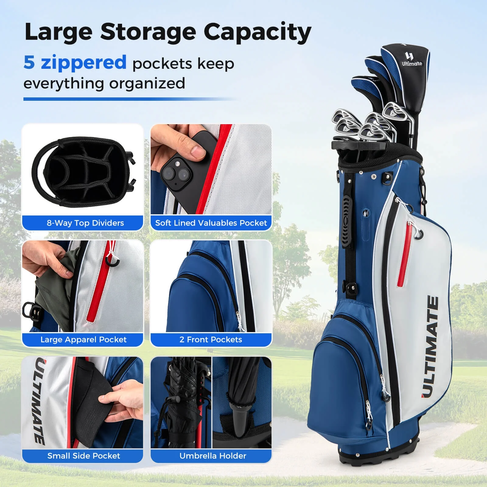 Costway Men's Complete Golf Clubs Package Set 10 Pieces Includes Alloy Driver - Image 11