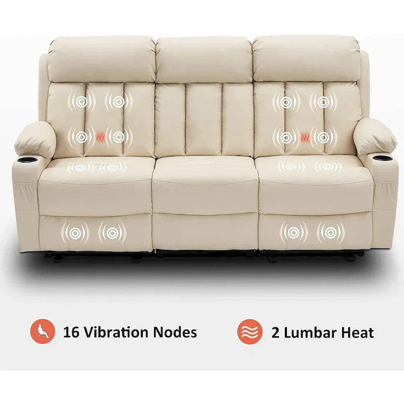 MCombo Faux Leather Electric Reclining Sofa with Heat and Massage - Models 6095/6075/6077