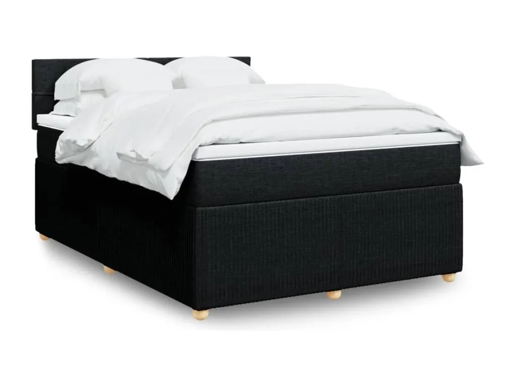 Cama box spring con colchón tela negro 160x200 cm ejy3518853