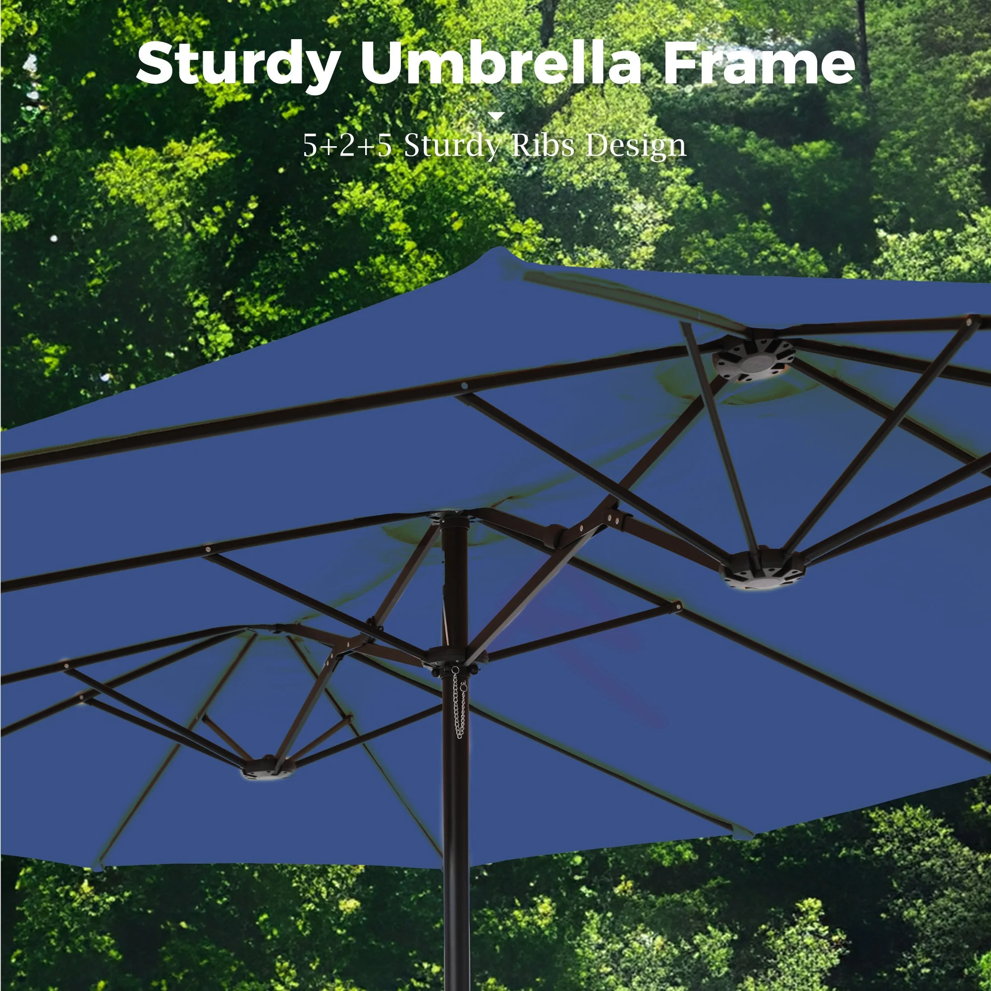 Alpha Joy 15ft Outdoor Patio Umbrella Extra-Large Double-Sided Garden Umbrella with Crank Handle and Base - Smoky Gray - Image 56