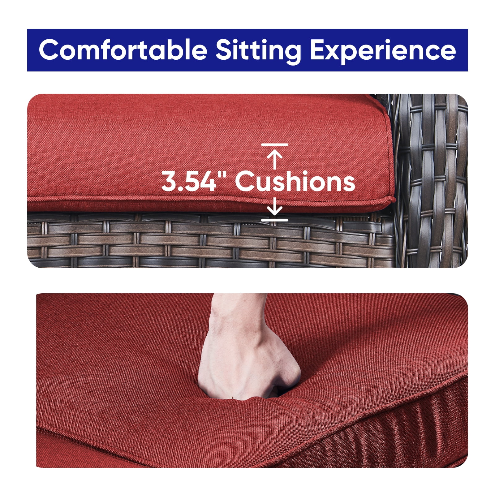 POCASSY 3 Piece Patio Set Outdoor Wicker Glider Rocking and Swivel Chairs with Cushions - Image 39