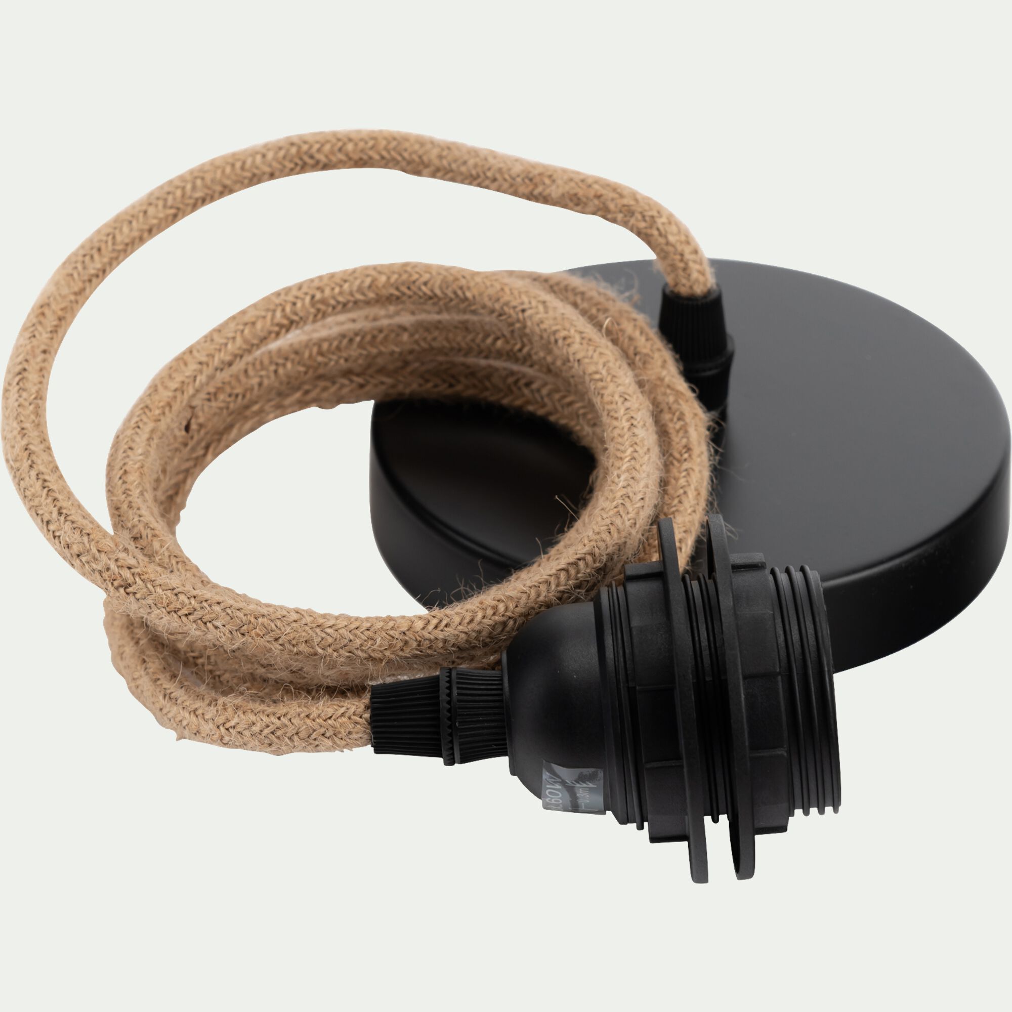 ARGUIN - Cordon électrique en tissu avec support noir L150cm - naturel